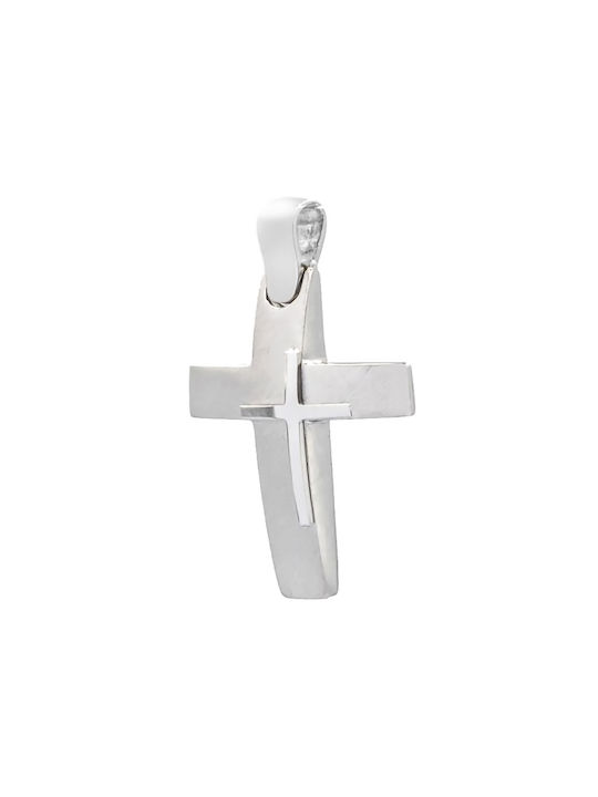 Men's White Gold Cross 14K