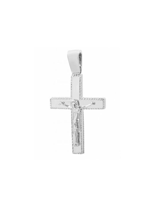 Men's White Gold Cross 14K