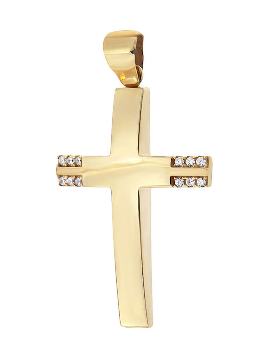 Damen Gold Kreuz 14K Beidseitig