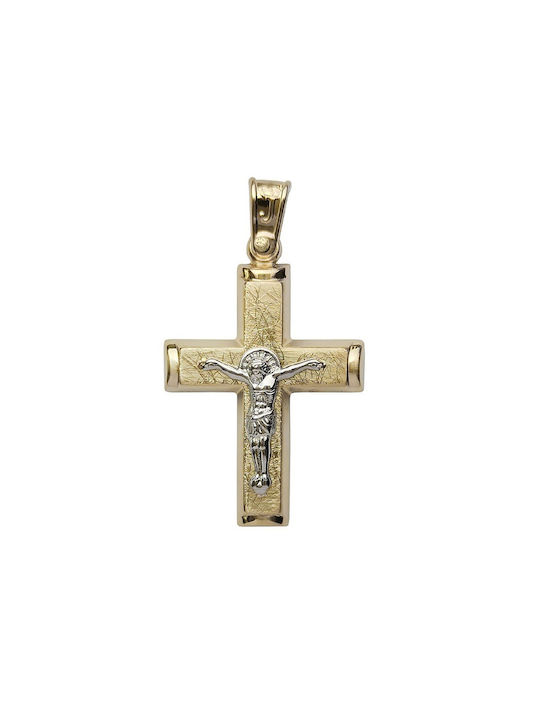 Men's Gold Cross 14K Double Sided