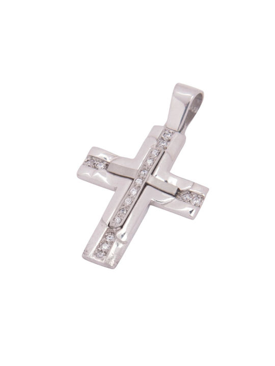 Men's White Gold Cross 14K