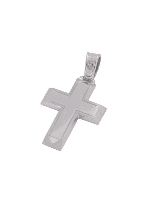 Men's White Gold Cross 14K