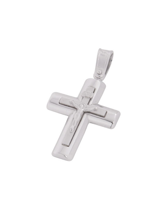 Men's White Gold Cross 14K with the Crucified