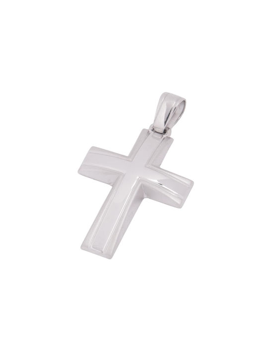 Men's White Gold Cross 14K