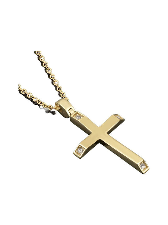 Damen Gold Kreuz 14K mit Kette