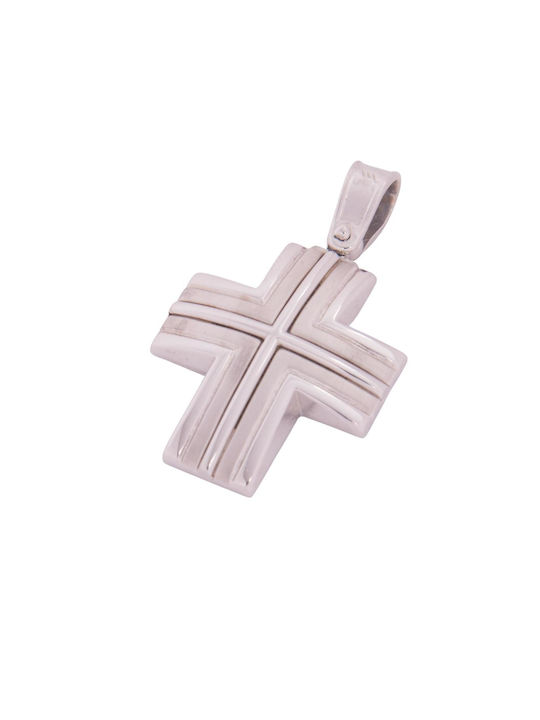 Men's White Gold Cross 14K