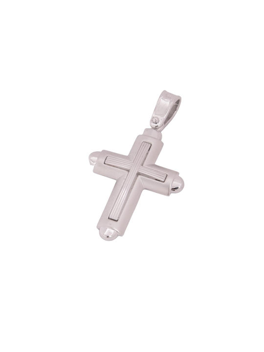 Men's White Gold Cross 14K