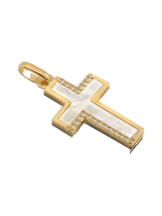 Damen Gold Kreuz 14K mit Kette