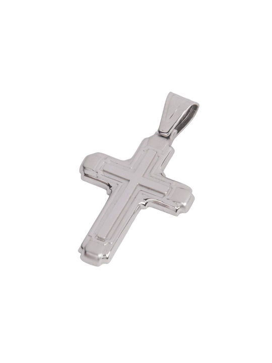 Men's White Gold Cross 14K