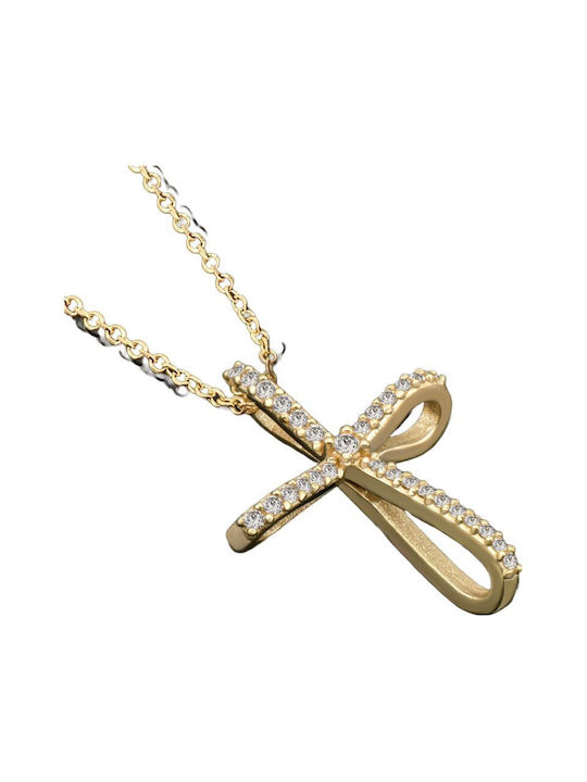 Damen Gold Kreuz 14K mit Kette