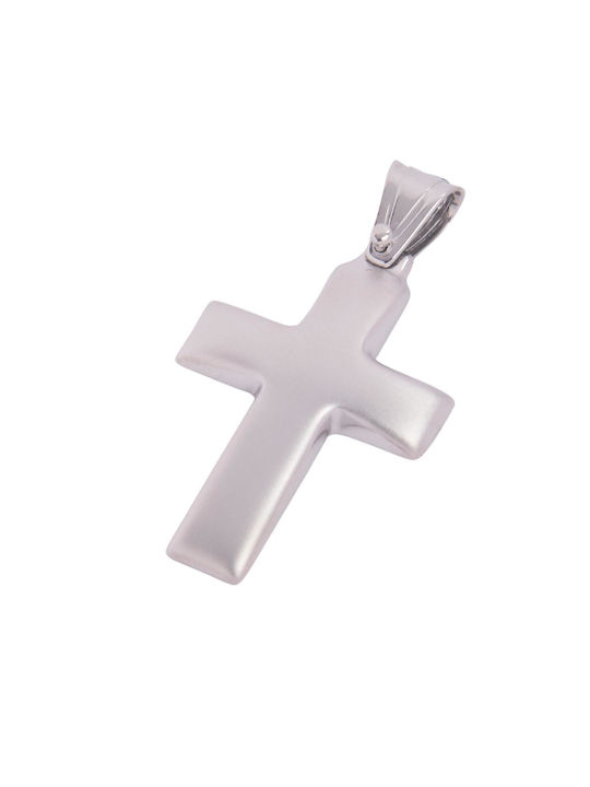 Men's White Gold Cross 14K