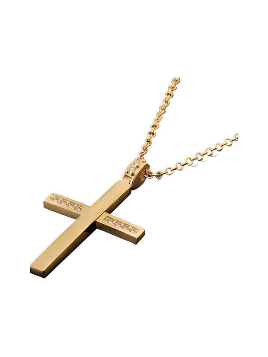 Damen Gold Kreuz 14K mit Kette