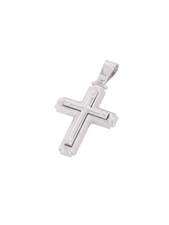 Men's White Gold Cross 14K