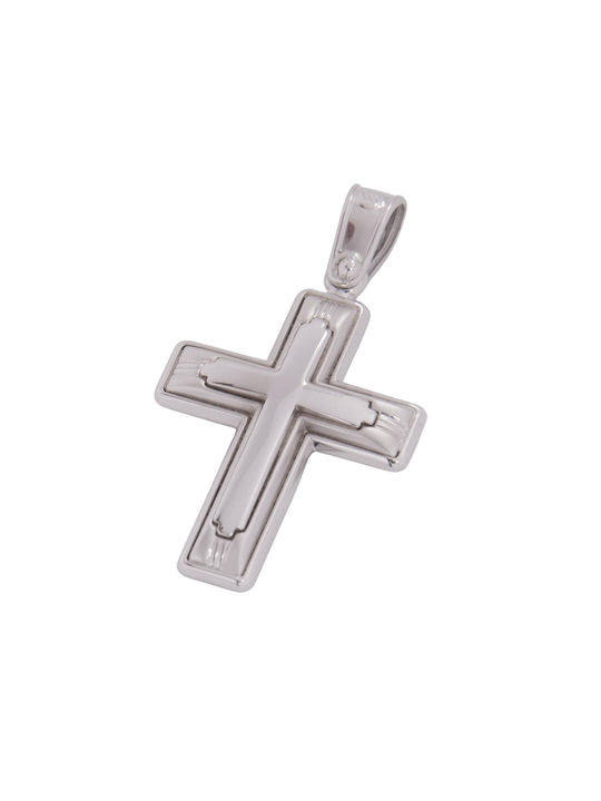 Men's White Gold Cross 14K