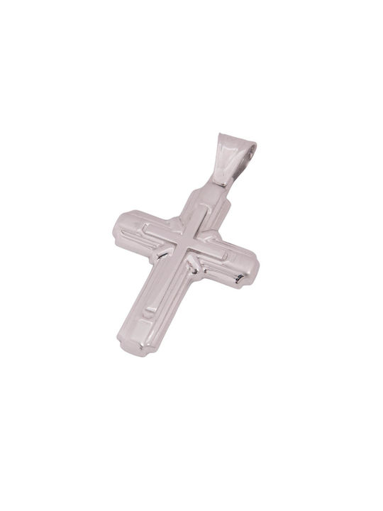 Men's White Gold Cross 14K