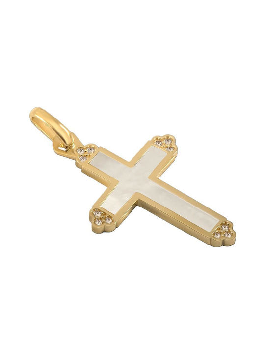 Damen Gold Kreuz 14K mit Kette