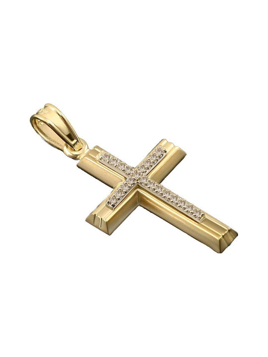 Damen Gold Kreuz 14K mit Kette