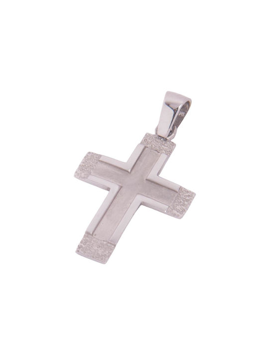 Men's White Gold Cross 14K