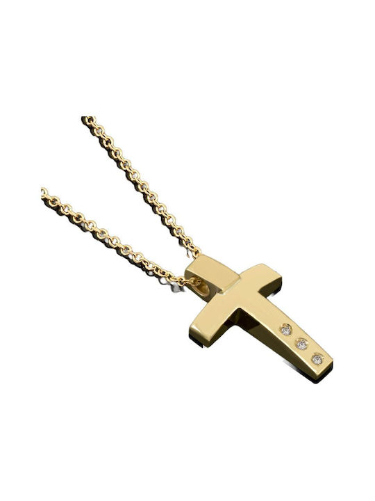 Damen Gold Kreuz 14K mit Kette