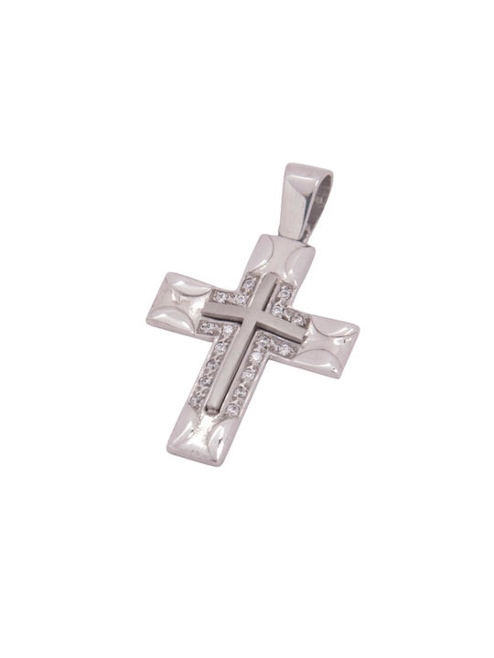 Men's White Gold Cross 14K