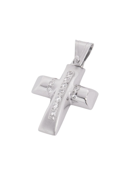 Damen Weißgold Kreuz 14K