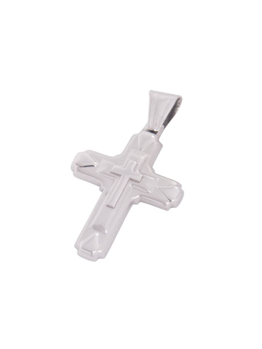 Men's White Gold Cross 14K