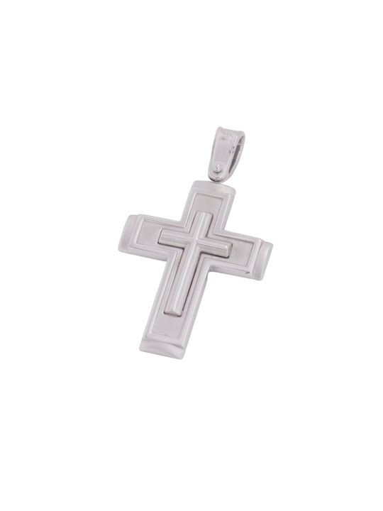 Men's White Gold Cross 14K