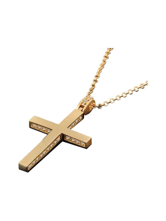 Damen Gold Kreuz 14K mit Kette