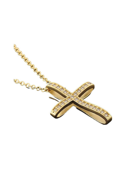 Damen Gold Kreuz 14K mit Kette