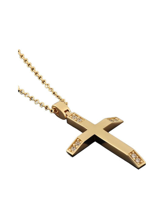 Damen Gold Kreuz 14K mit Kette