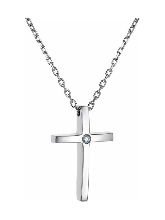 Damen Weißgold Kreuz 18K mit Kette