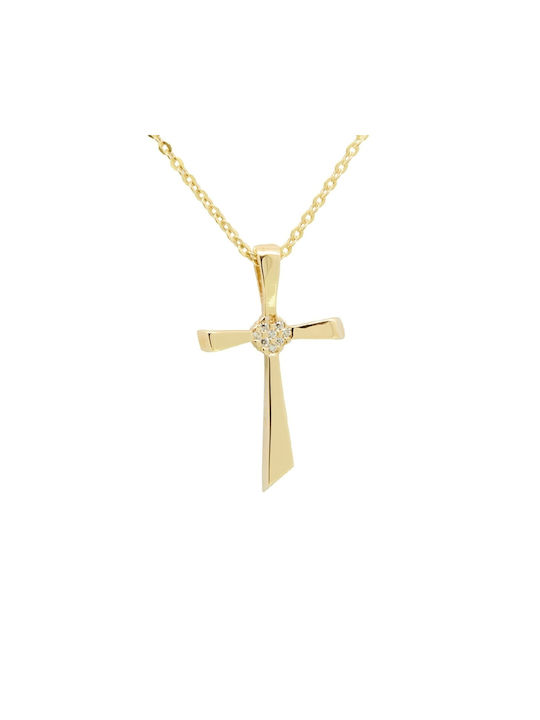 Damen Gold Kreuz 14K mit Kette