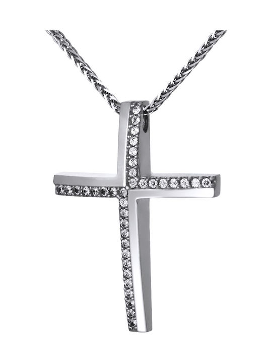 Damen Weißgold Kreuz 14K