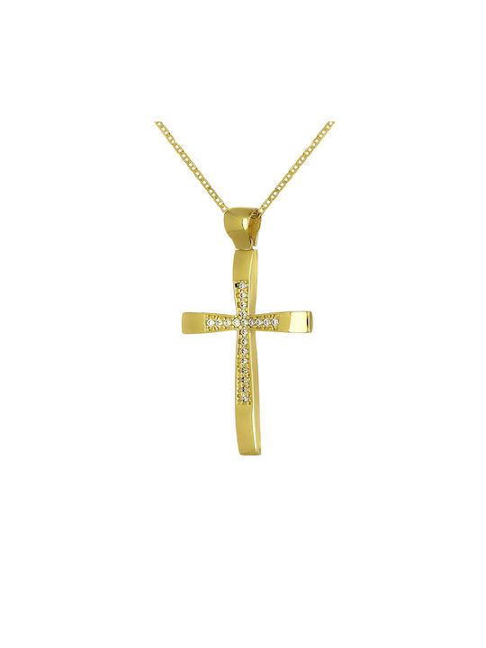 Damen Gold Kreuz 9K mit Kette