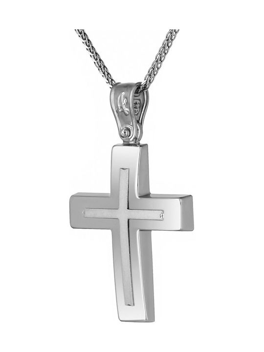 Men's White Gold Cross 14K