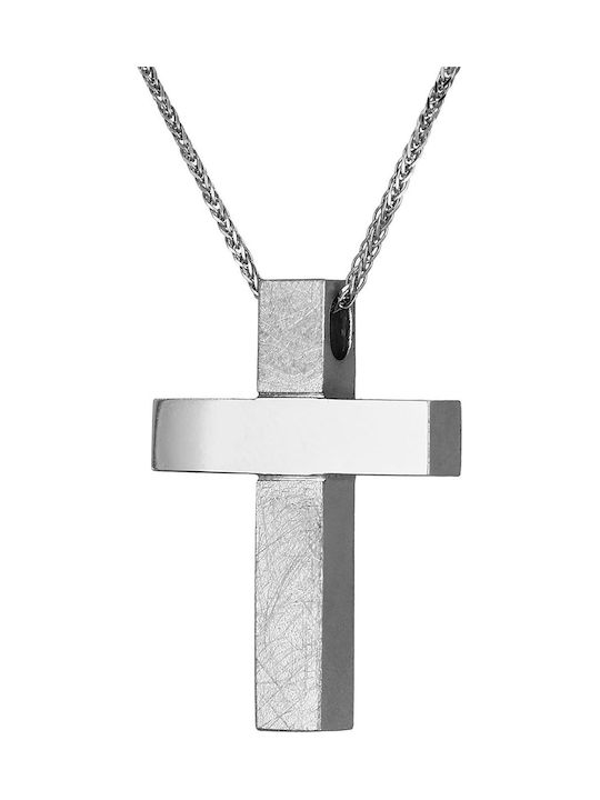 Men's White Gold Cross 18K