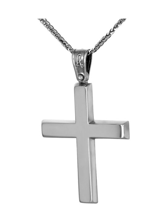 Men's White Gold Cross 14K