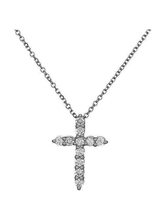 Weißgold Kreuz 18K mit Kette