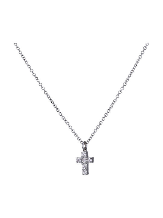 Damen Weißgold Kreuz 14K mit Kette