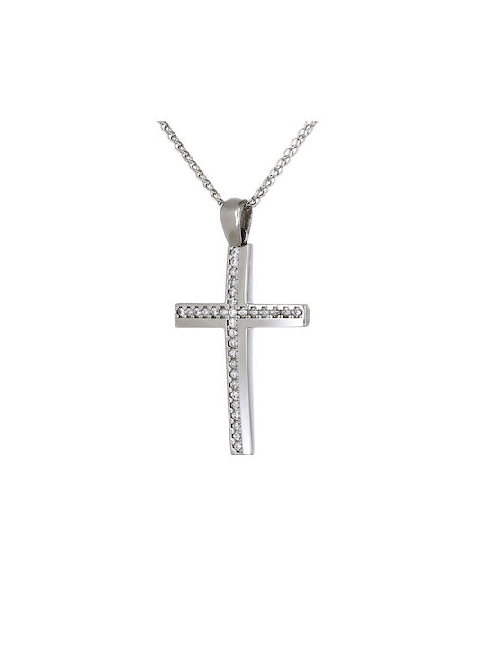 Damen Weißgold Kreuz 14K