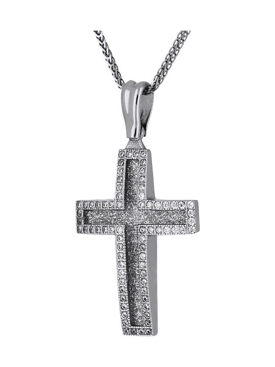 Damen Weißgold Kreuz 14K