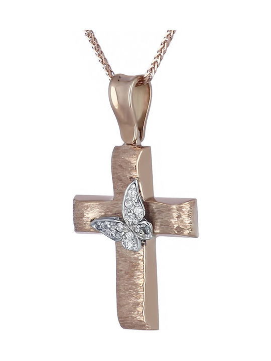 Damen Roségold Kreuz 14K