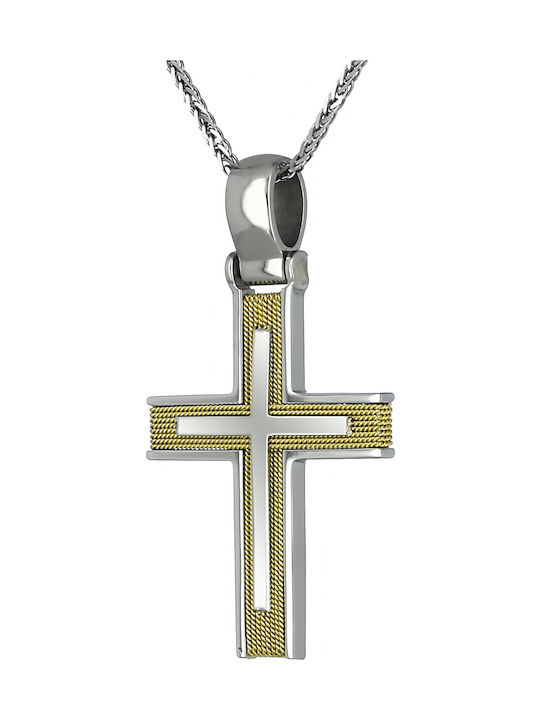 Men's White Gold Cross 14K