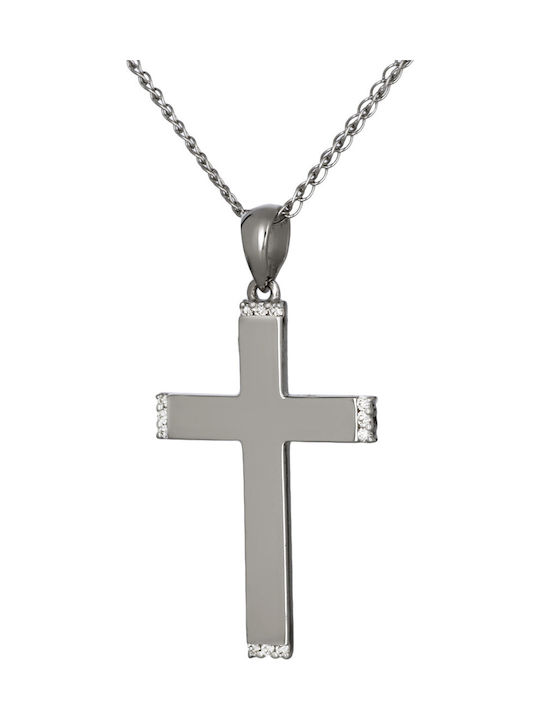 White Gold Cross 18K