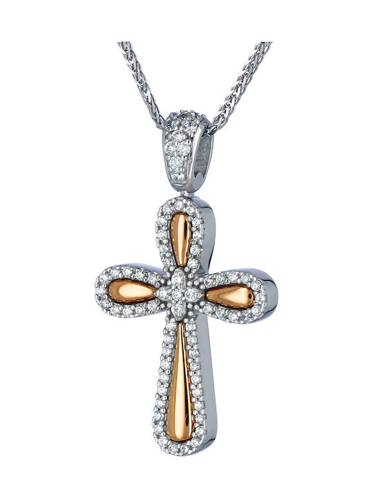 Damen Weißgold Kreuz 14K