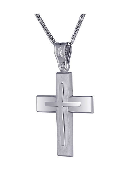 Men's White Gold Cross 14K