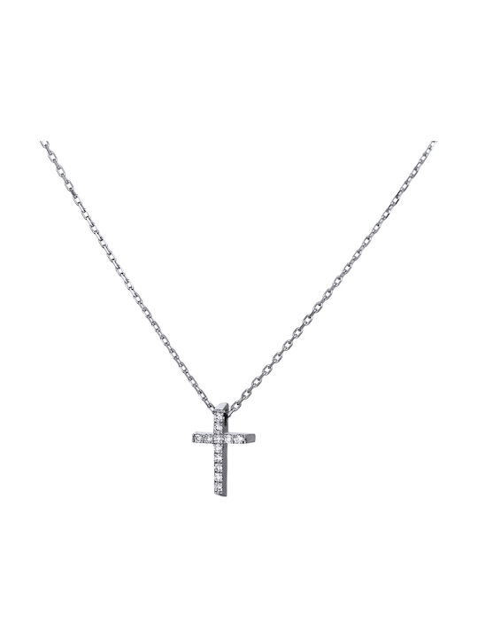 White Gold Cross 18K with Chain