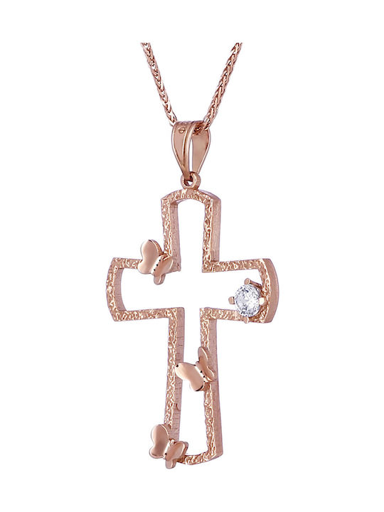 Damen Roségold Kreuz 14K