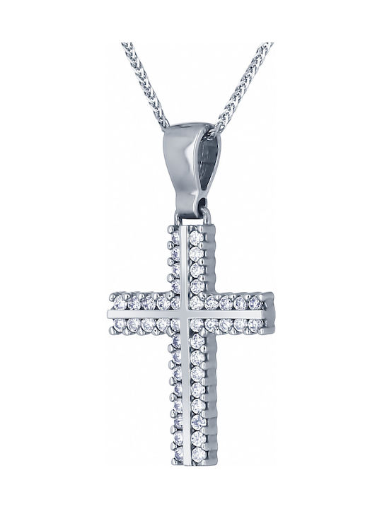 Damen Weißgold Kreuz 14K