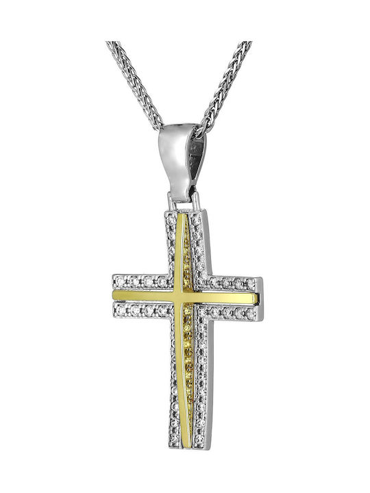 Damen Weißgold Kreuz 14K